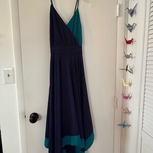 Chic Teal and Navy Maxi Dress